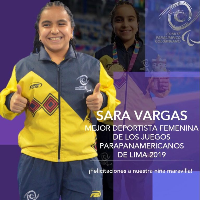 La nadadora Sara Vargas elegida como mejor deportista femenina de los Juegos Parapanamericanos de Lima 2019