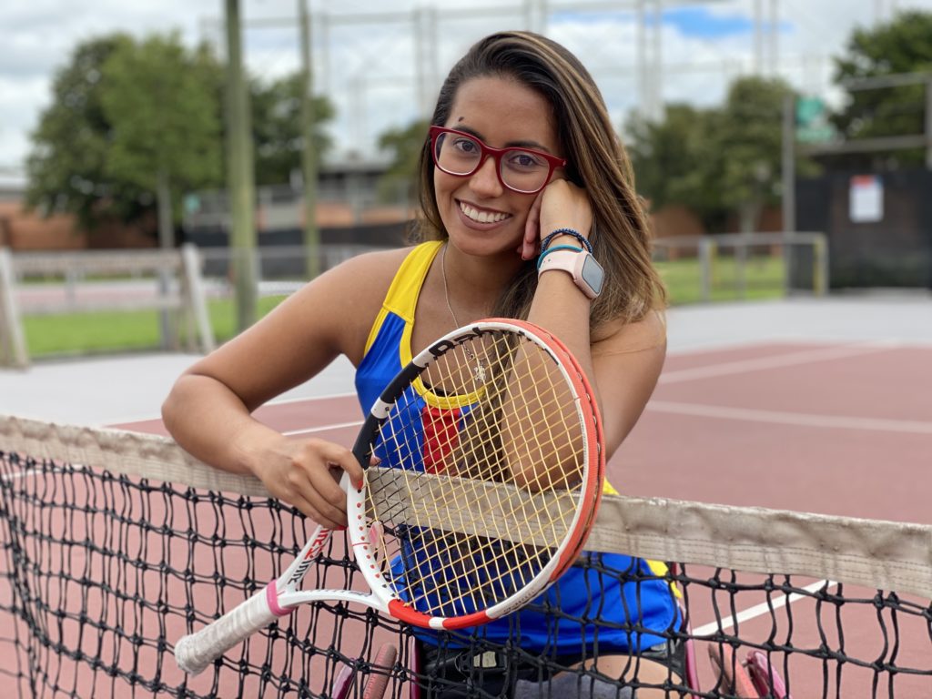 María posando en el entrenamiento 