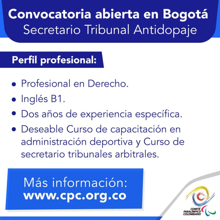 Buscamos Secretario Tribunal Antidopaje en Bogotá