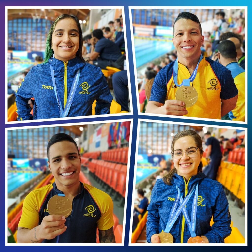 Los deportistas nominados Sara Vargas, Nelson Crispín, Carlos Serrano y Laura González 
