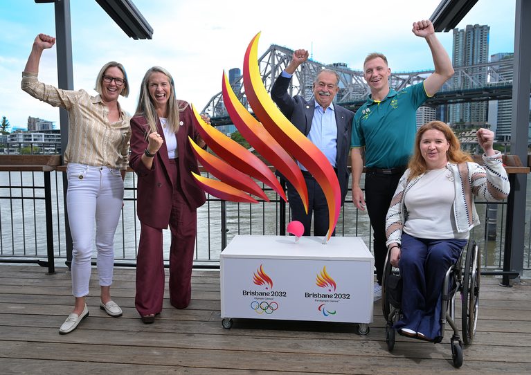 Susie O'Neill, Libby Trickett, Andrew Liveris, Korey Boddington and Angela Ballard. Supplied by Brisbane 2032